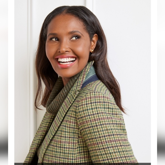 Talbots Jackets & Coats Nwot Talbots Shetland Green Tan Plaid Wool